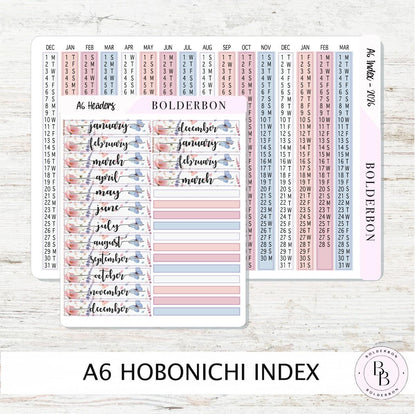 2026 A6 HOBONICHI Index - Meadow || Monthly Headers, Calendar Stickers, Year At A Glance, Hobonichi Techo Original, Hon, Avec, Day Free