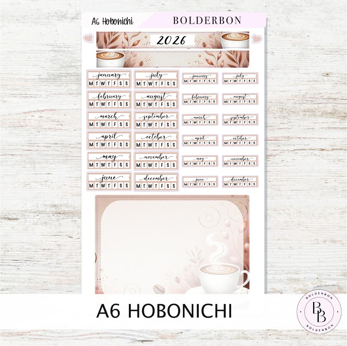A6 HOBONICHI Yearly View - Aesthetic || Monthly Headers, Calendar Stickers, Year At A Glance, Hobonichi Weeks Kit
