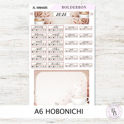 A6 HOBONICHI Yearly View - Aesthetic || Monthly Headers, Calendar Stickers, Year At A Glance, Hobonichi Weeks Kit