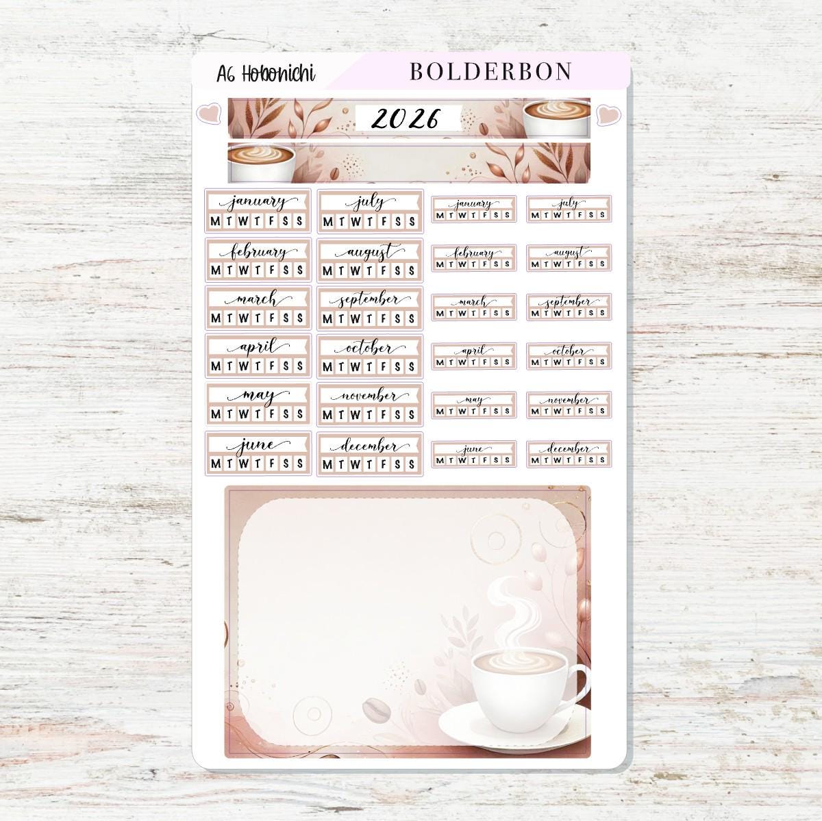 A6 HOBONICHI Yearly View - Aesthetic || Monthly Headers, Calendar Stickers, Year At A Glance, Hobonichi Weeks Kit