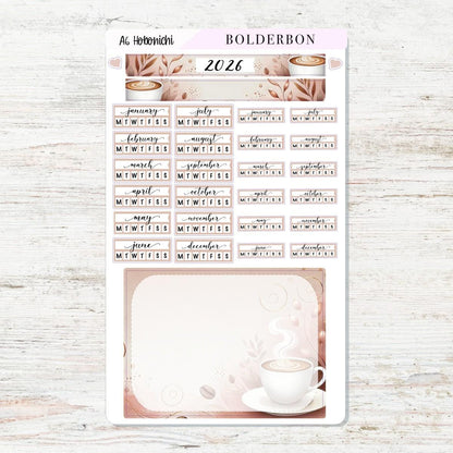 A6 HOBONICHI Yearly View - Aesthetic || Monthly Headers, Calendar Stickers, Year At A Glance, Hobonichi Weeks Kit