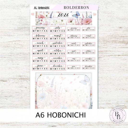 A6 HOBONICHI Yearly View - Meadow || Monthly Headers, Calendar Stickers, Year At A Glance, Hobonichi Weeks Kit