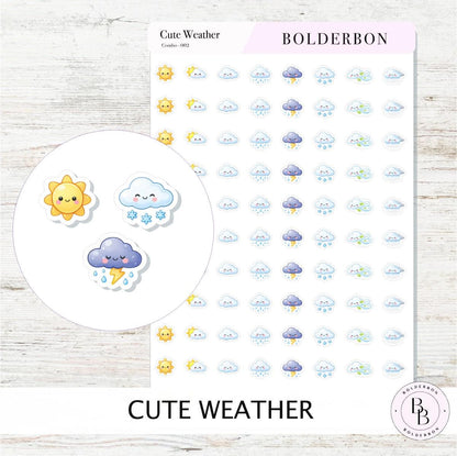 Cute Weather Icons || Planner Stickers, Colorful, Forecast Stickers