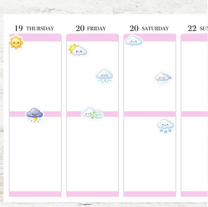 Cute Weather Icons || Planner Stickers, Colorful, Forecast Stickers