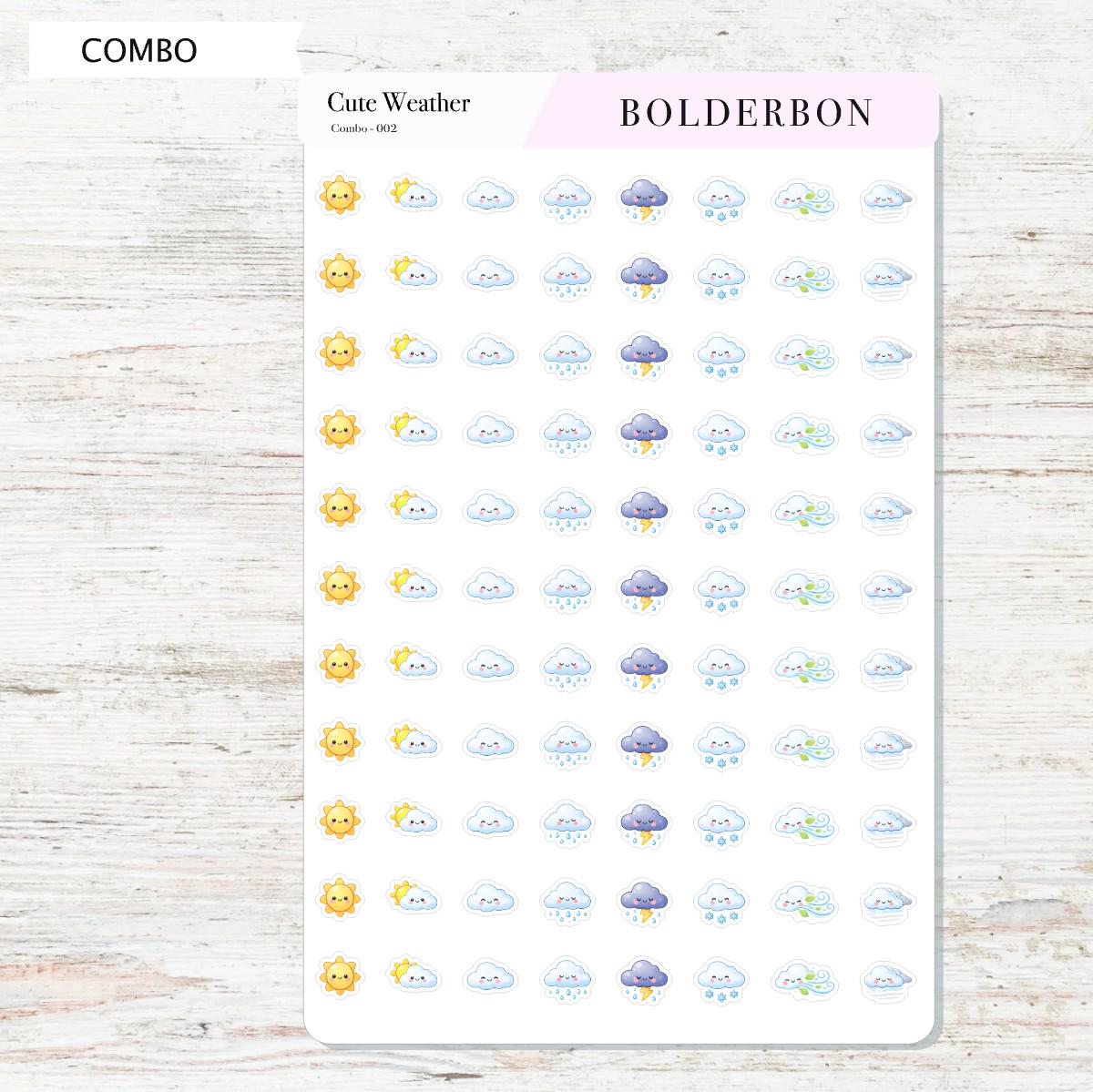 Cute Weather Icons || Planner Stickers, Colorful, Forecast Stickers