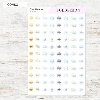 Cute Weather Icons || Planner Stickers, Colorful, Forecast Stickers