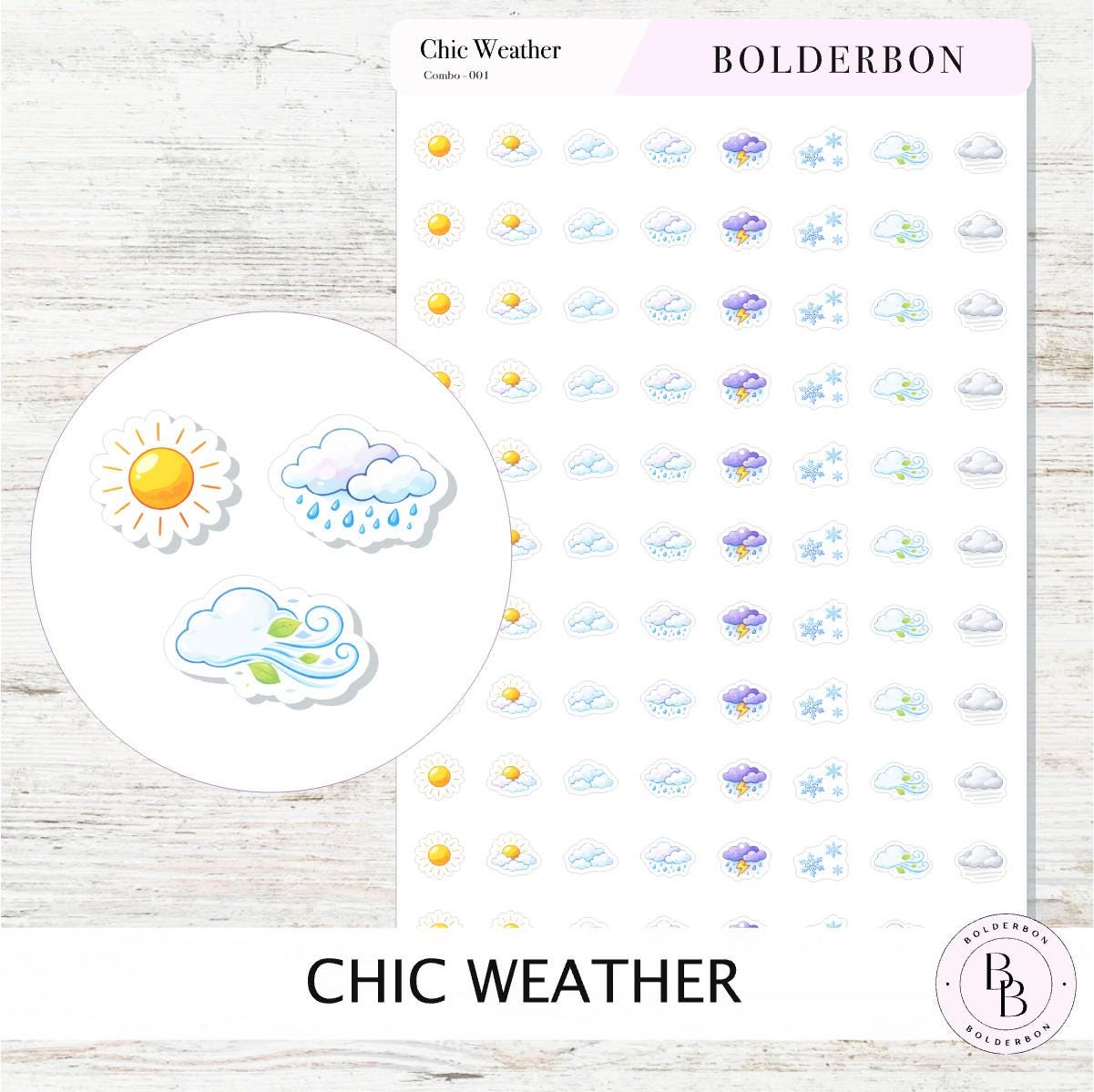Chic Weather Icons || Planner Stickers, Elegant, Forecast Stickers