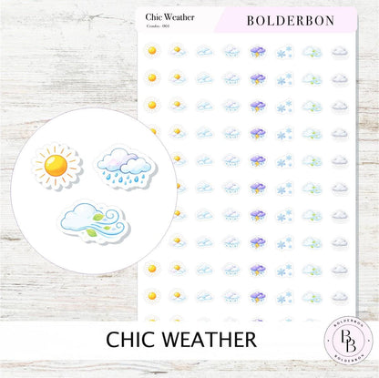 Chic Weather Icons || Planner Stickers, Elegant, Forecast Stickers