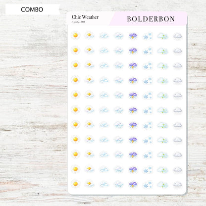 Chic Weather Icons || Planner Stickers, Elegant, Forecast Stickers