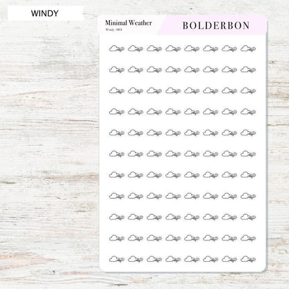 Minimal Weather Icons || Planner Stickers, Black and White Forecast Stickers