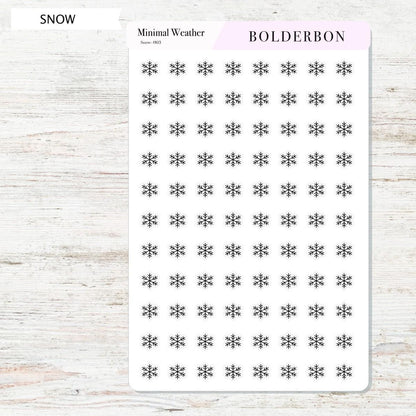 Minimal Weather Icons || Planner Stickers, Black and White Forecast Stickers