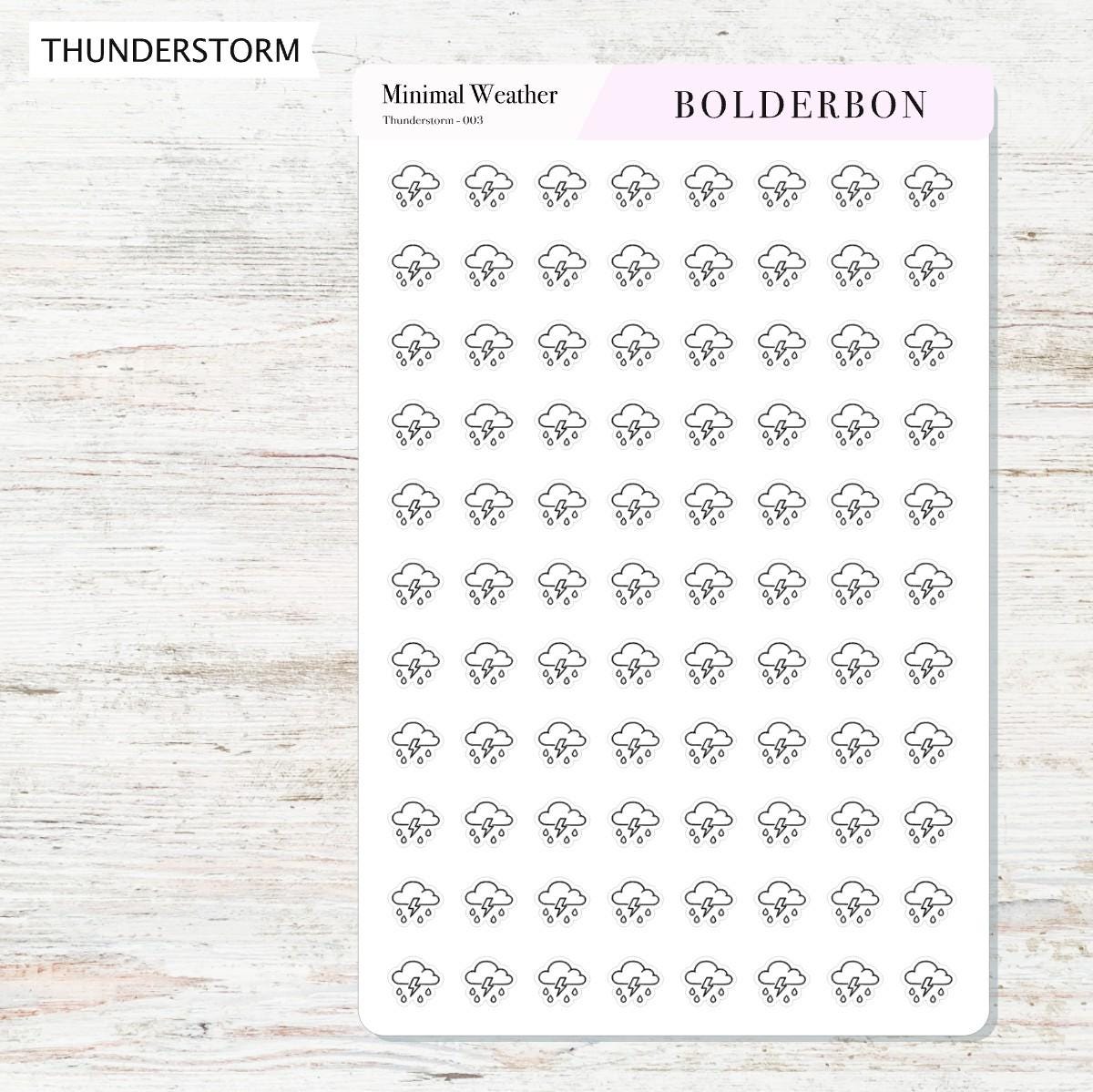 Minimal Weather Icons || Planner Stickers, Black and White Forecast Stickers