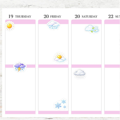 Chic Weather Icons || Planner Stickers, Elegant, Forecast Stickers
