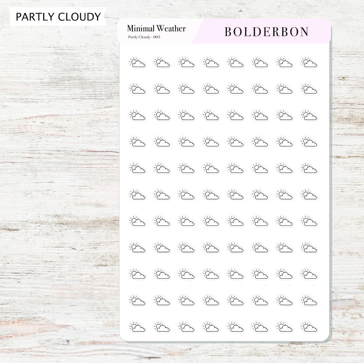 Minimal Weather Icons || Planner Stickers, Black and White Forecast Stickers