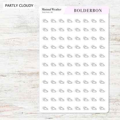Minimal Weather Icons || Planner Stickers, Black and White Forecast Stickers