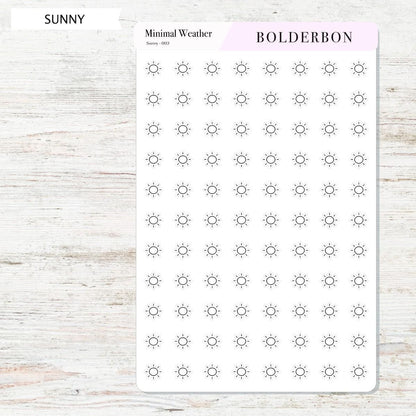 Minimal Weather Icons || Planner Stickers, Black and White Forecast Stickers