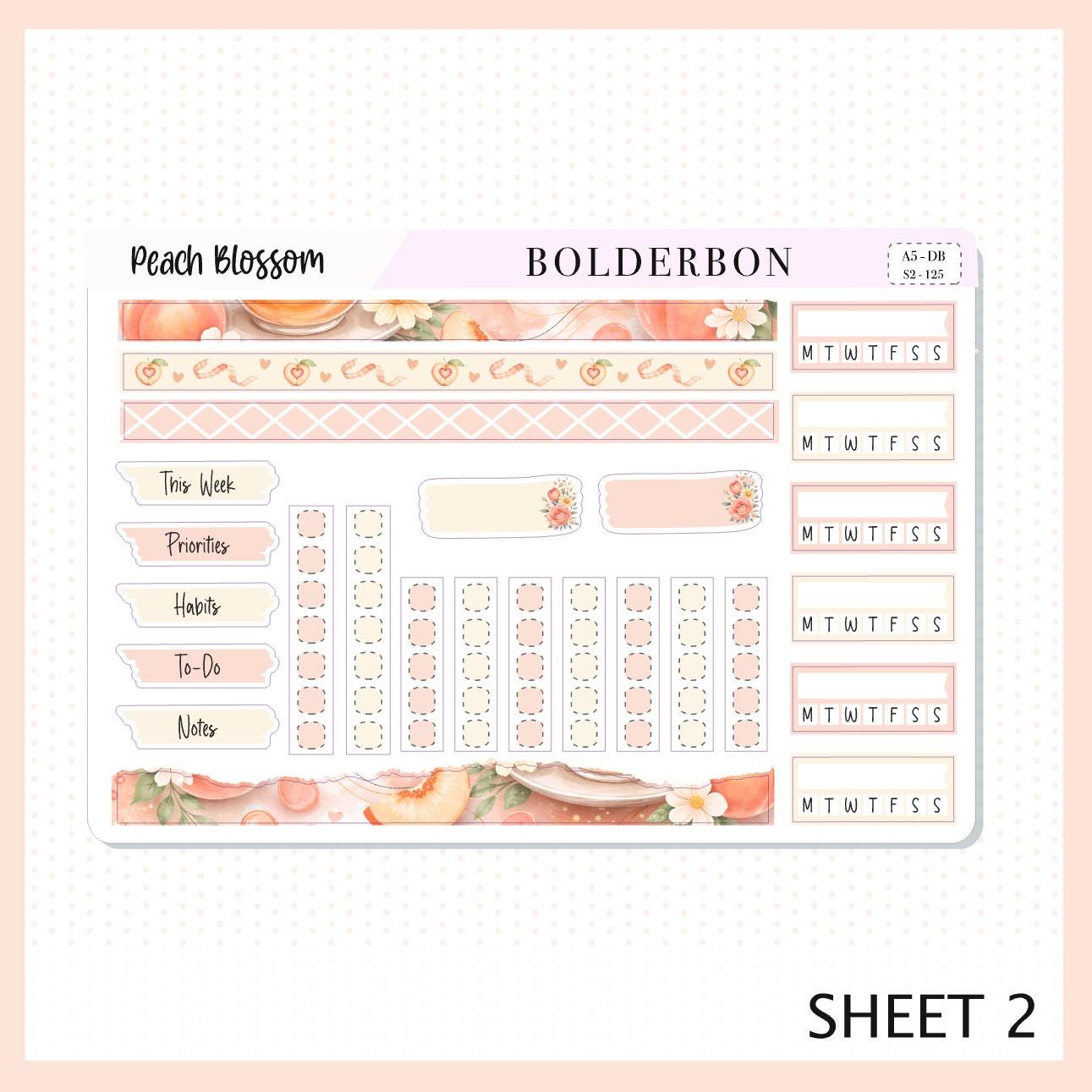 Peach Blossom • Erin Condren A5 Weekly Dashboard Kit