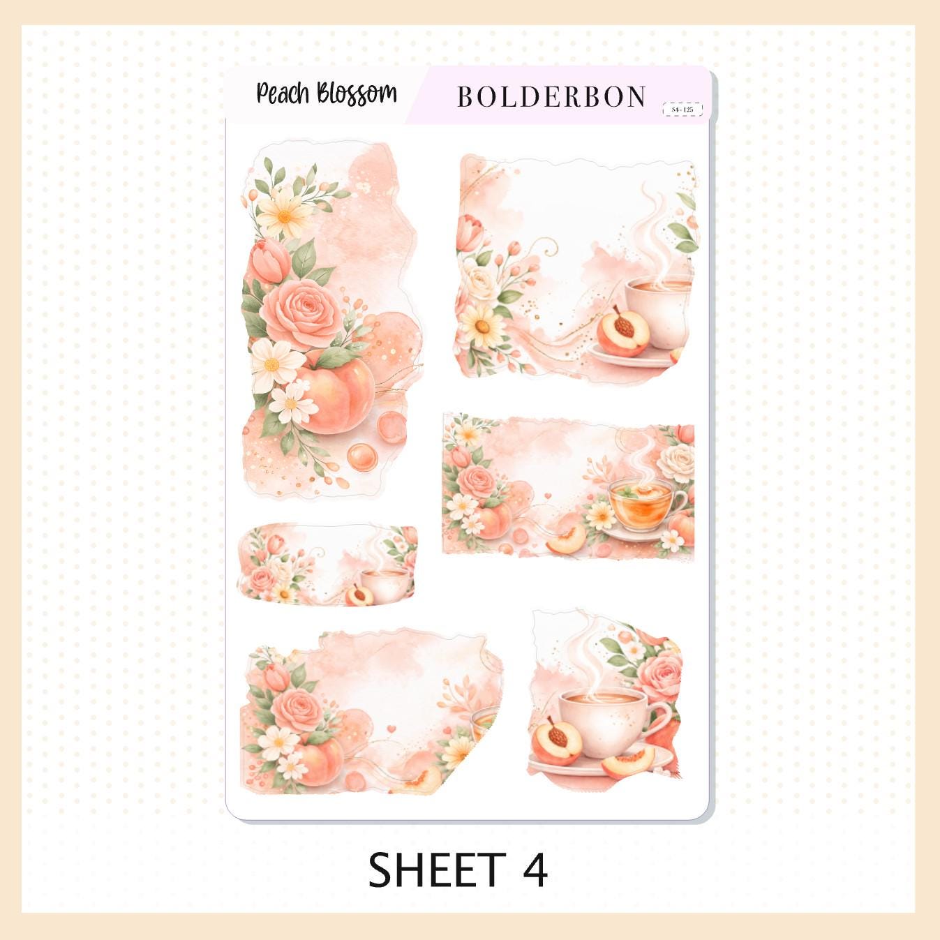 PEACH BLOSSOM Journal Sticker Kit || Floral Aesthetic Planner Stickers, Cottagecore Vibe