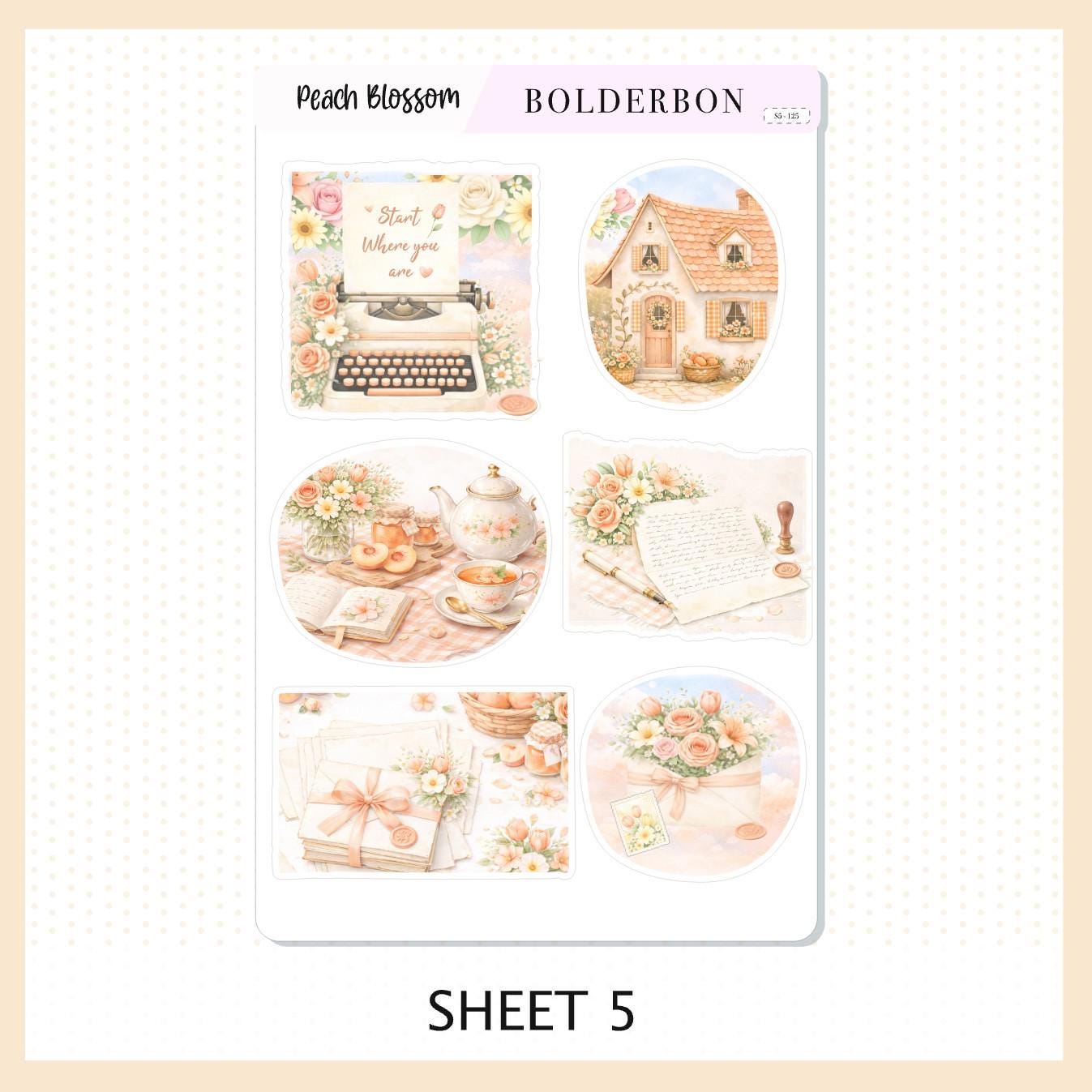 PEACH BLOSSOM Journal Sticker Kit || Floral Aesthetic Planner Stickers, Cottagecore Vibe