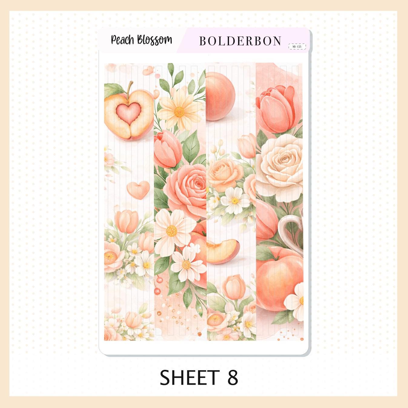 PEACH BLOSSOM Journal Sticker Kit || Floral Aesthetic Planner Stickers, Cottagecore Vibe