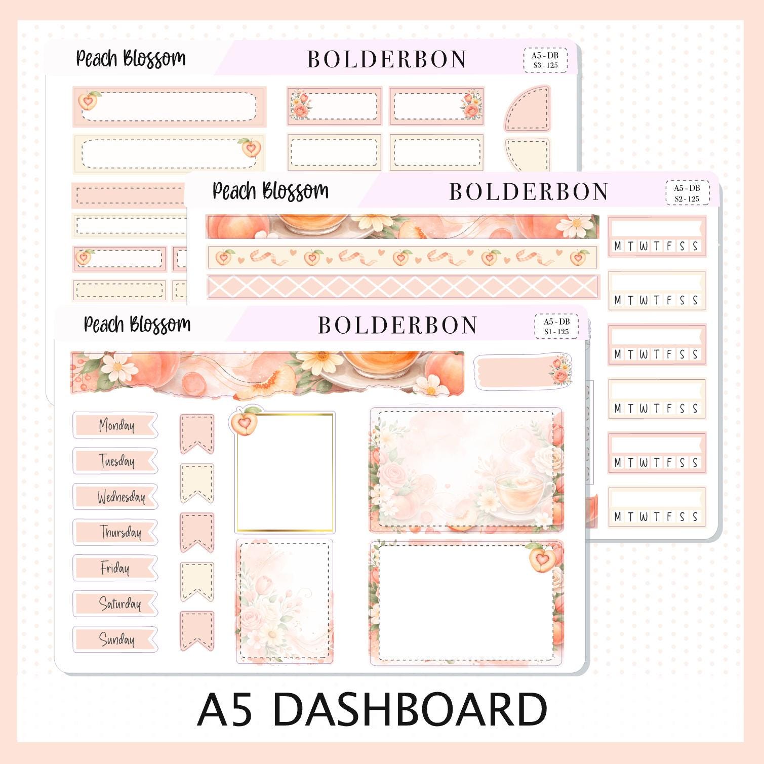 Peach Blossom • Erin Condren A5 Weekly Dashboard Kit