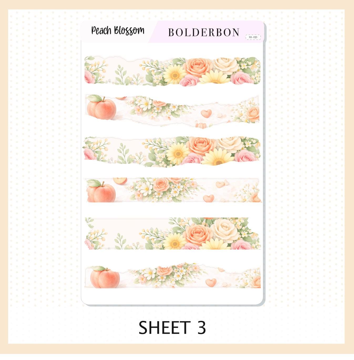 PEACH BLOSSOM Journal Sticker Kit || Floral Aesthetic Planner Stickers, Cottagecore Vibe