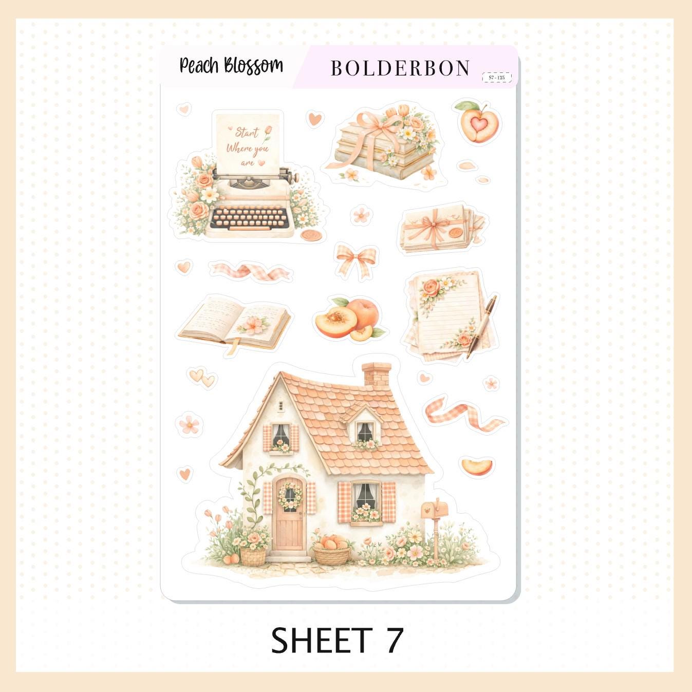 PEACH BLOSSOM Journal Sticker Kit || Floral Aesthetic Planner Stickers, Cottagecore Vibe