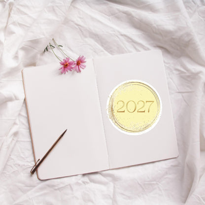2027 Circle Stickers • Elegant Circle Vinyl Decal for Journals, Notebooks & Planners and More!