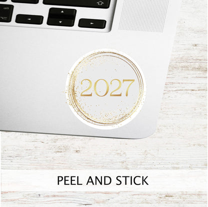 2027 Circle Stickers • Elegant Circle Vinyl Decal for Journals, Notebooks & Planners and More!