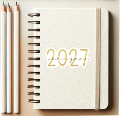 2027 New Year Sticker • Modern Script Year Decal for Planners, Journals and More!