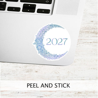 2026 Floral Moon Stickers • Crescent Moon, Lunar Year Decal for Planners, Journals, or Gifts