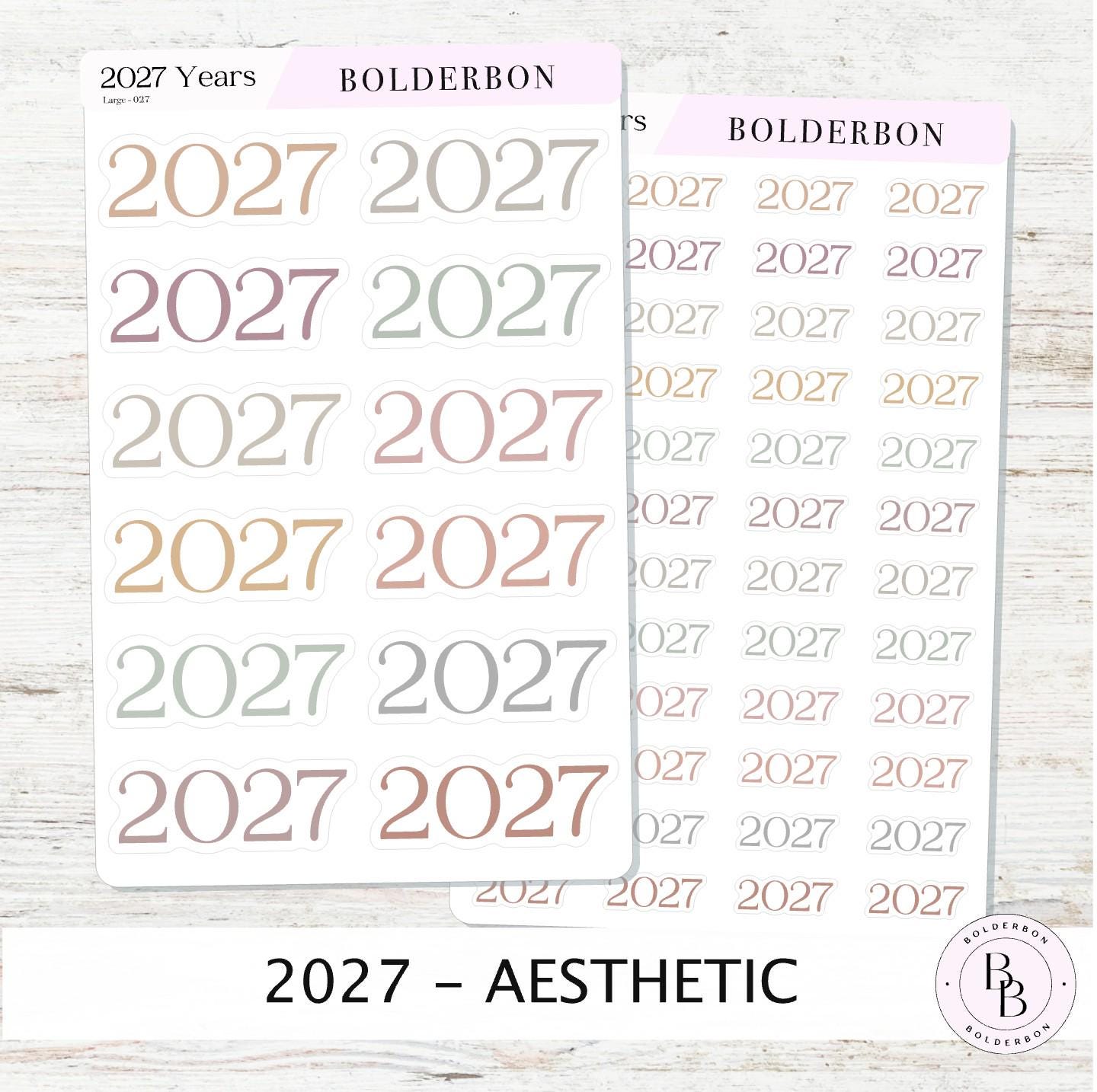 2027 Year • Aesthetic Planner Stickers • Neutral and Minimal Journal Setup