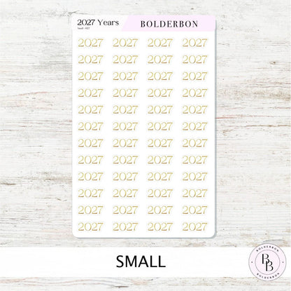 2027 Gold Year Sticker • Neutral and Minimal Planner Journal Setup