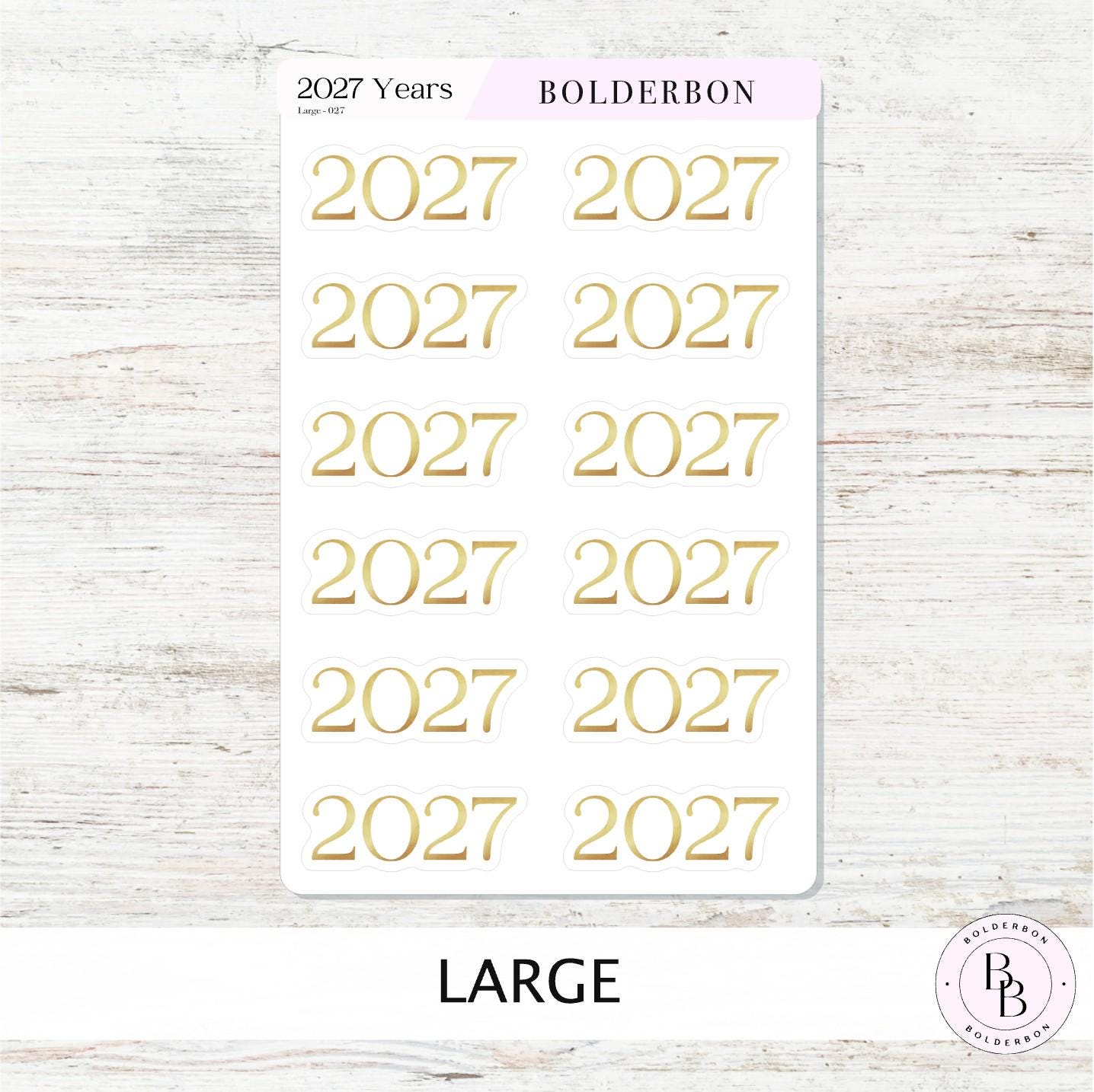 2027 Gold Year Sticker • Neutral and Minimal Planner Journal Setup