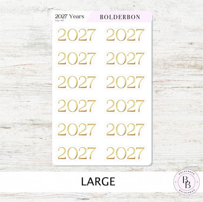 2027 Gold Year Sticker • Neutral and Minimal Planner Journal Setup
