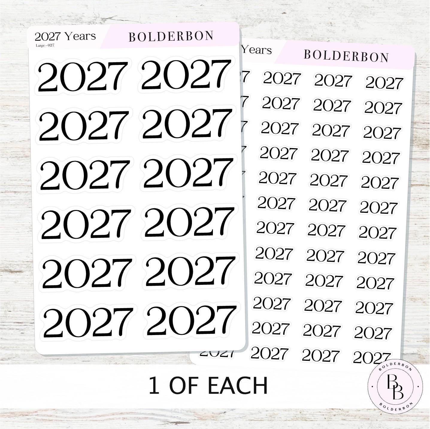2027 Black Year Stickers • Neutral and Minimal Planner Journal Setup
