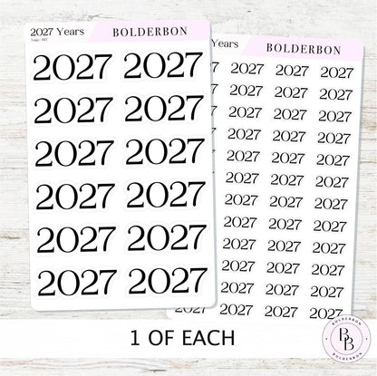 2027 Black Year Stickers • Neutral and Minimal Planner Journal Setup