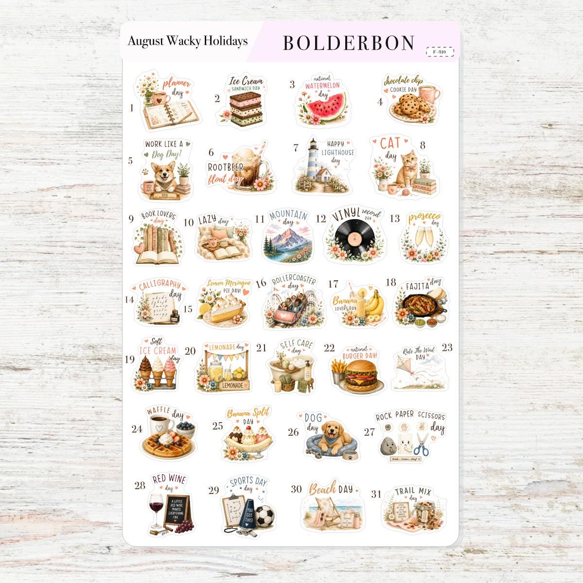 August Wacky Holidays • International Monthly Planner Stickers • Fun Seasonal Icons • Functional Calendar & Journal Designs