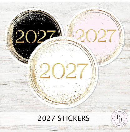 2027 Circle Stickers • Elegant Circle Vinyl Decal for Journals, Notebooks & Planners and More!