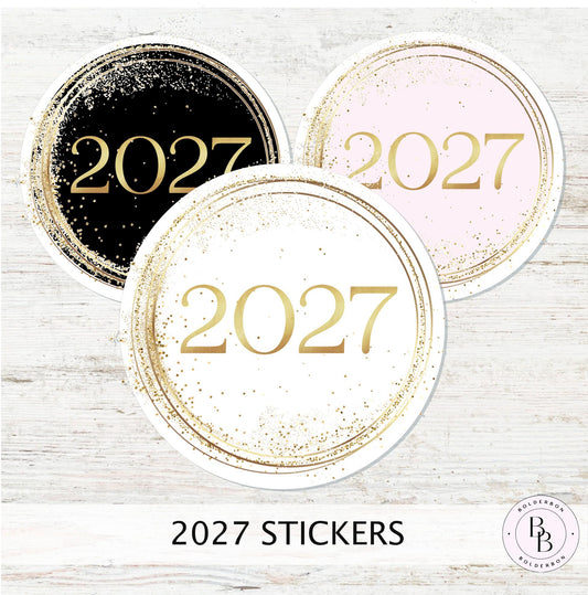 2027 Circle Stickers • Elegant Circle Vinyl Decal for Journals, Notebooks & Planners and More!