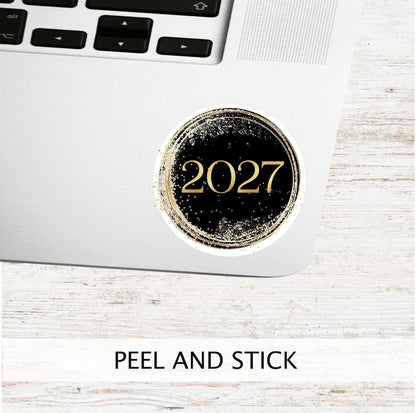 2027 Circle Stickers • Elegant Circle Vinyl Decal for Journals, Notebooks & Planners and More!