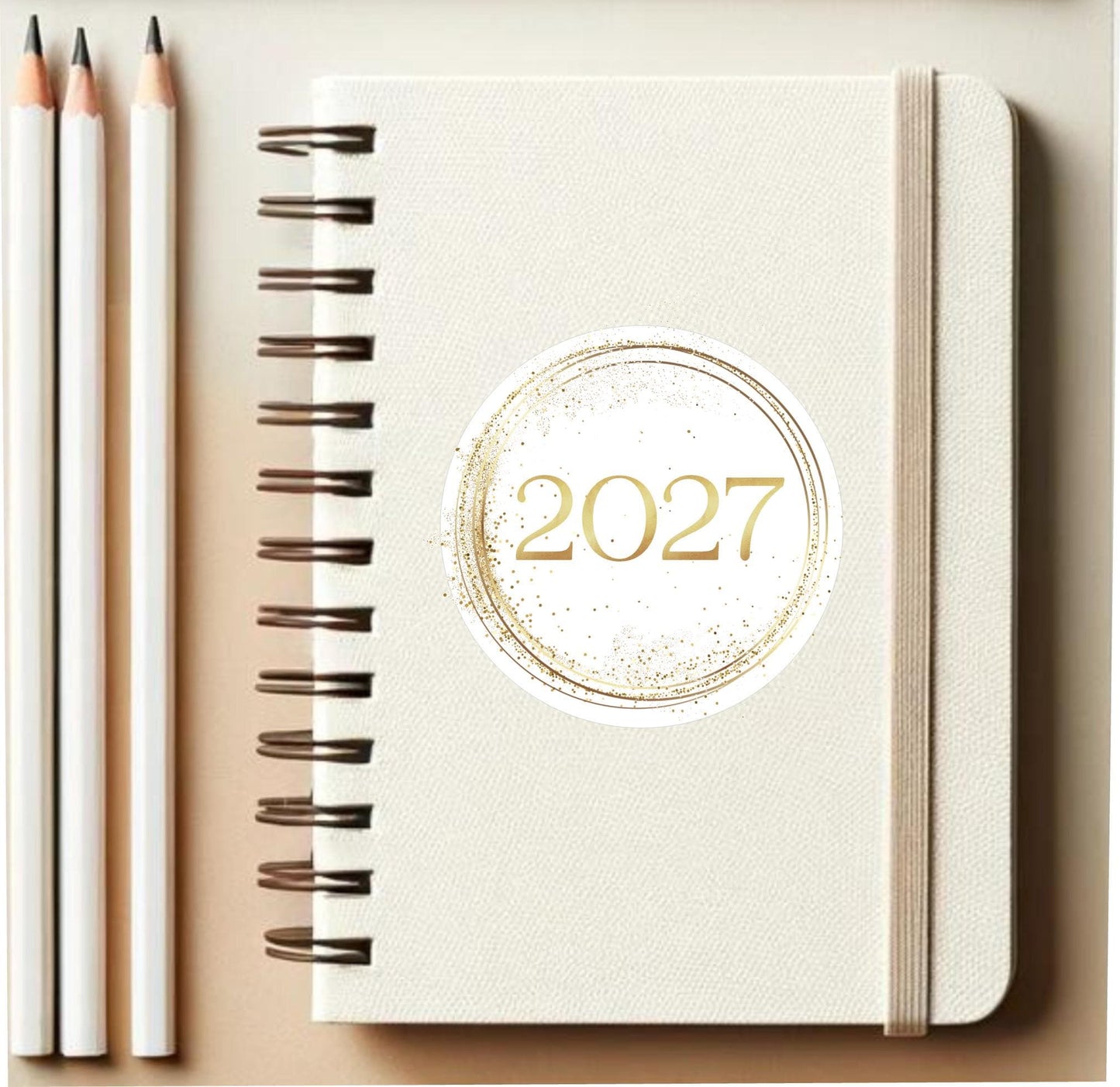 2027 Circle Stickers • Elegant Circle Vinyl Decal for Journals, Notebooks & Planners and More!