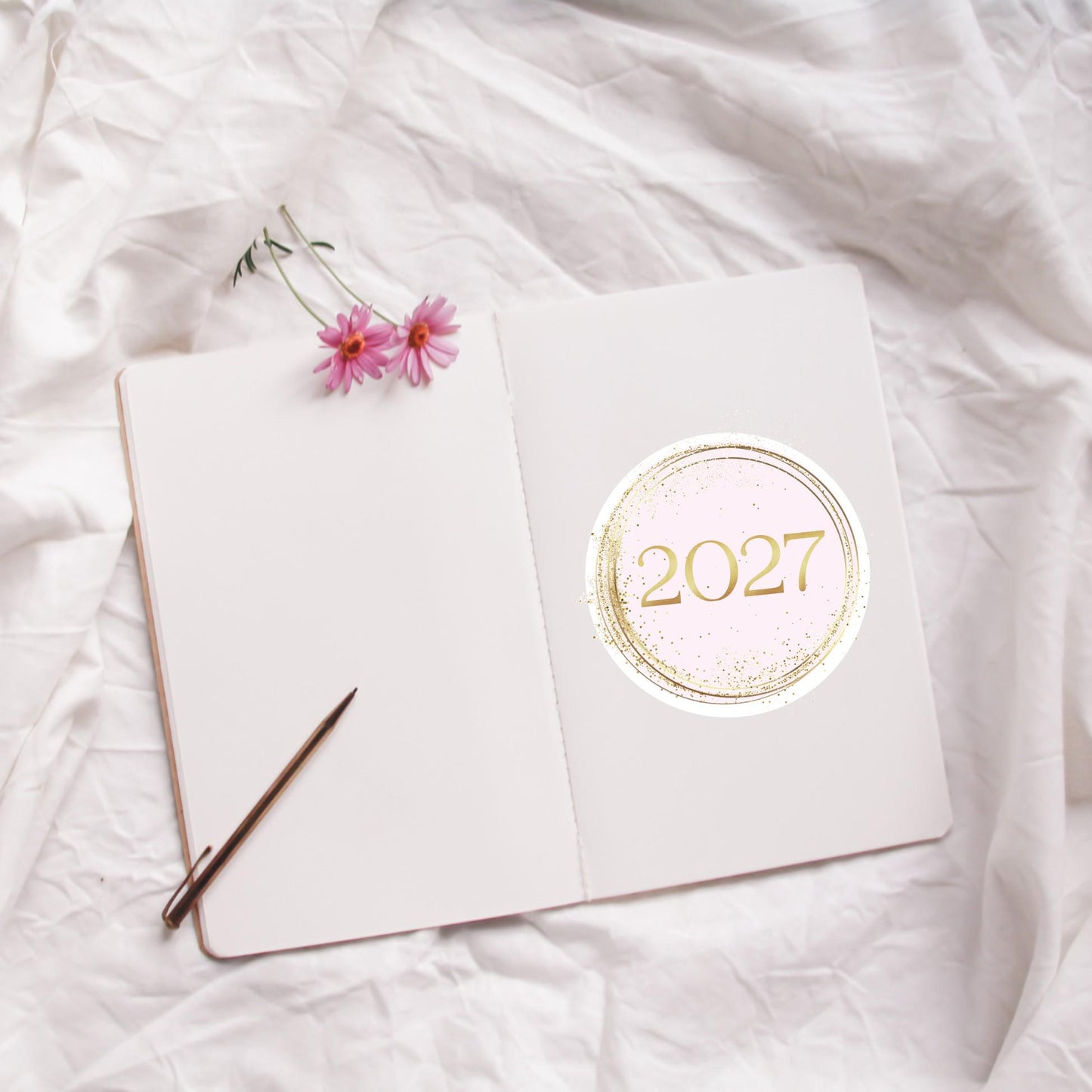 2027 Circle Stickers • Elegant Circle Vinyl Decal for Journals, Notebooks & Planners and More!