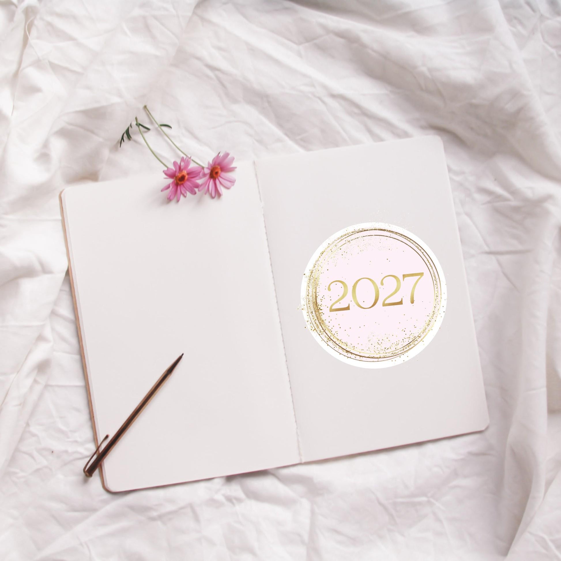 2027 Circle Stickers • Elegant Circle Vinyl Decal for Journals, Notebooks & Planners and More!