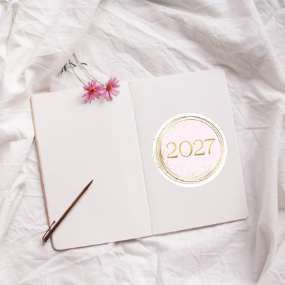 2027 Circle Stickers • Elegant Circle Vinyl Decal for Journals, Notebooks & Planners and More!