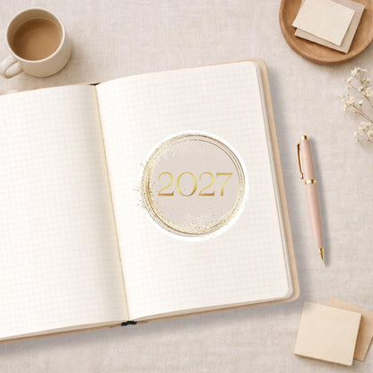 2027 Circle Stickers • Elegant Circle Vinyl Decal for Journals, Notebooks & Planners and More!