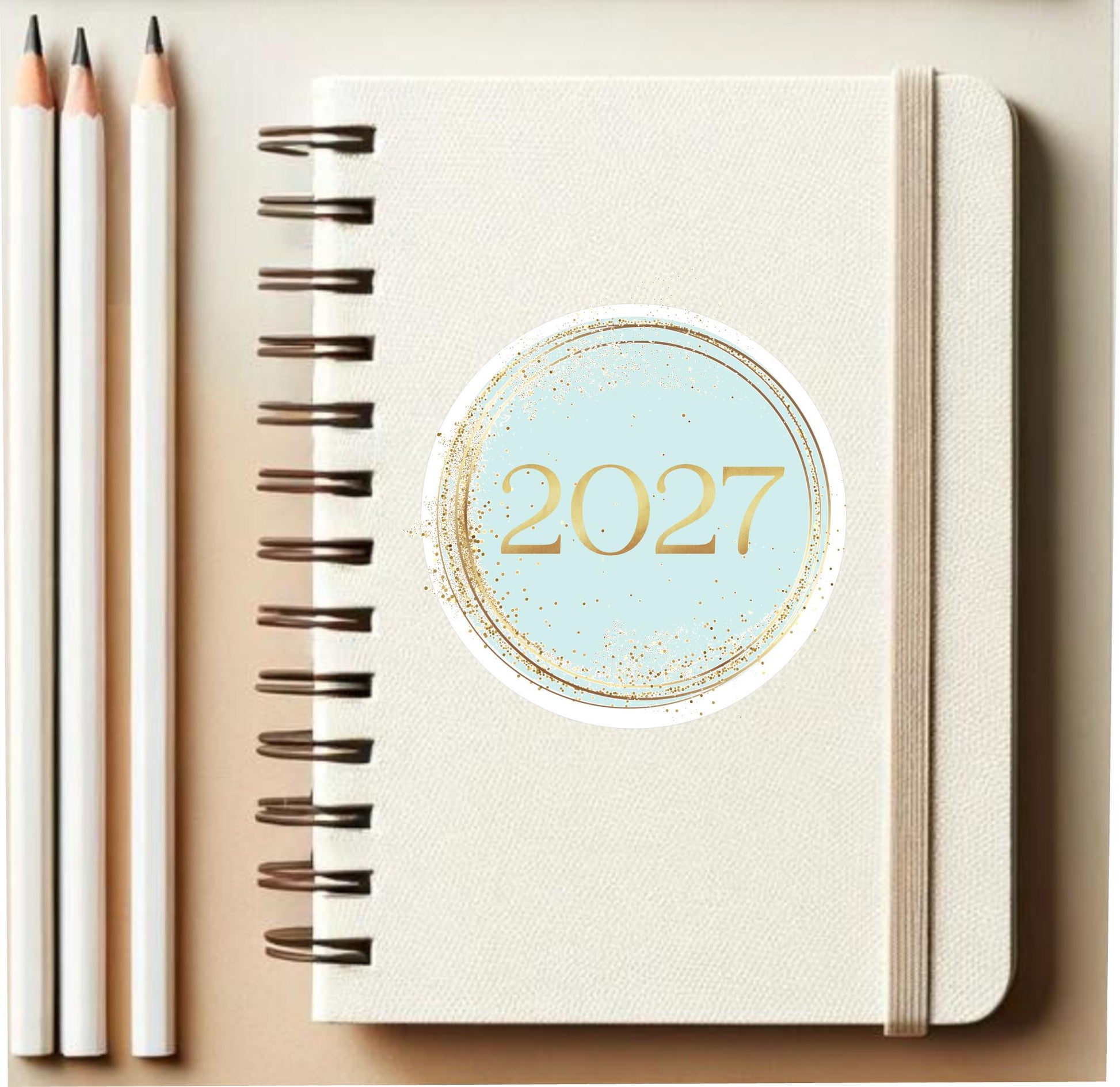 2027 Circle Stickers • Elegant Circle Vinyl Decal for Journals, Notebooks & Planners and More!