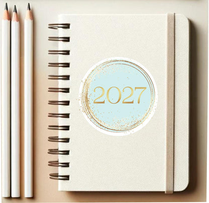 2027 Circle Stickers • Elegant Circle Vinyl Decal for Journals, Notebooks & Planners and More!