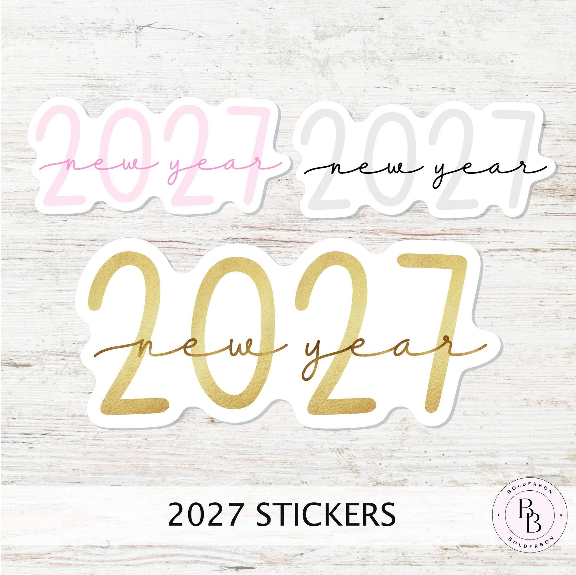2027 New Year Sticker • Modern Script Year Decal for Planners, Journals and More!