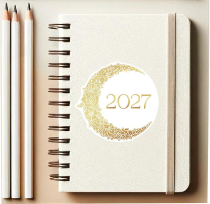 2026 Floral Moon Stickers • Crescent Moon, Lunar Year Decal for Planners, Journals, or Gifts